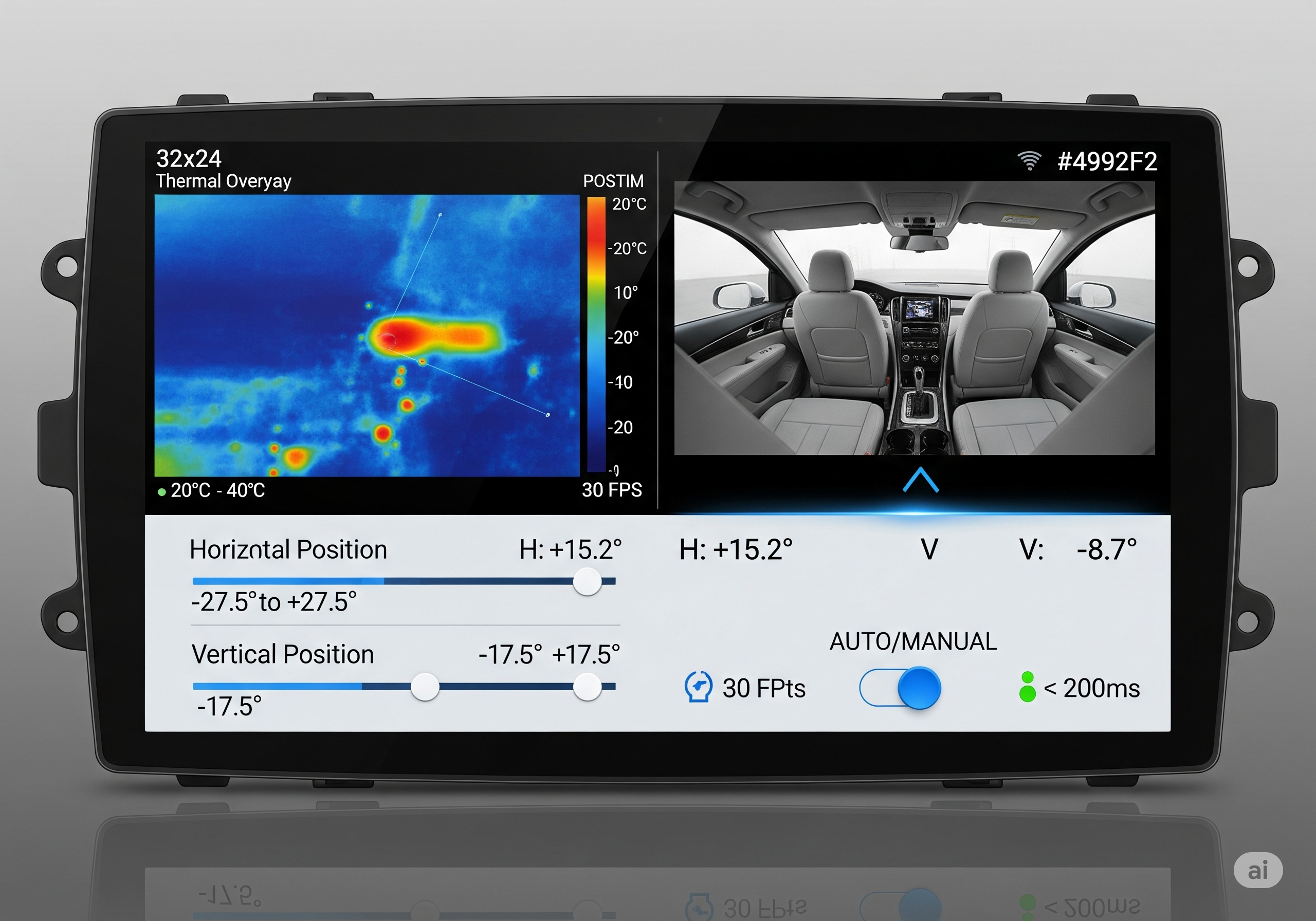 SmartWave touch interface showing thermal overlay and manual control sliders